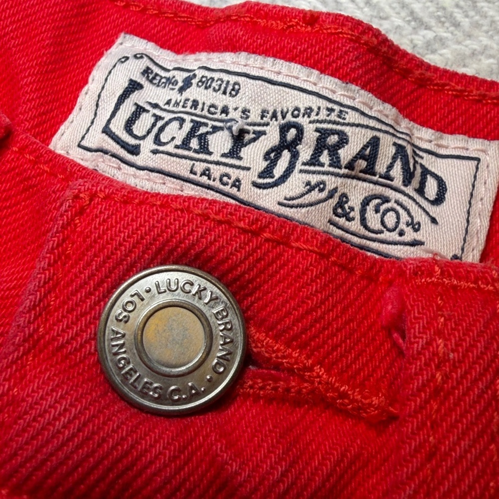 Lucky Brand Red Jean Shorts.  Size 00 - Picture 4 of 12